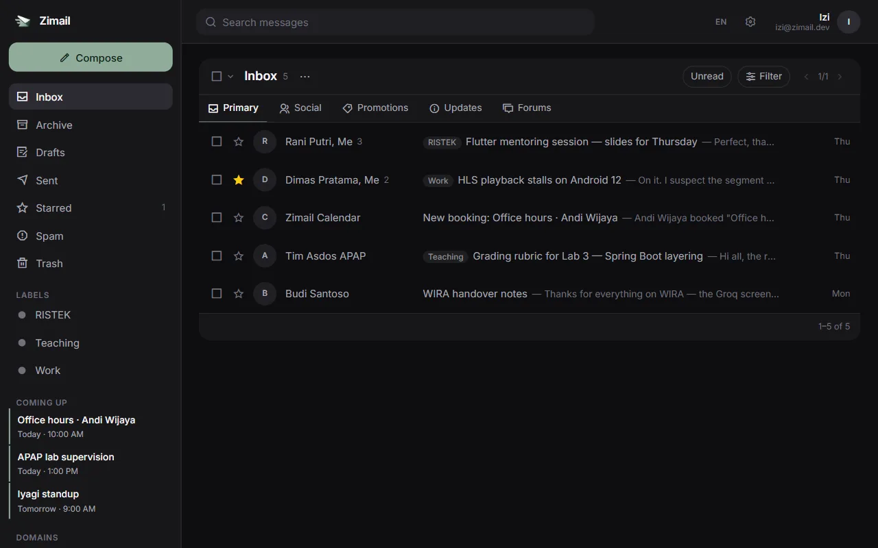 Classic interface — the original stacked layout
